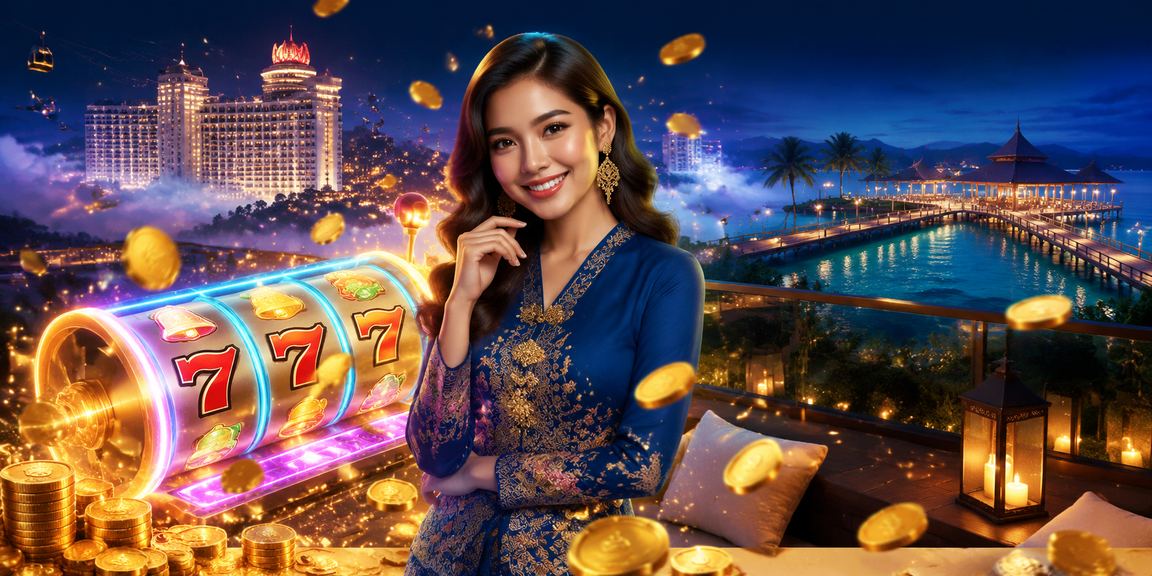 Pengguna bermain slot di telefon pintar dalam suasana Genting Highlands